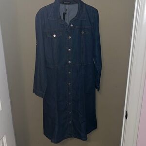 Allegra K Blue Denim Midi Dress